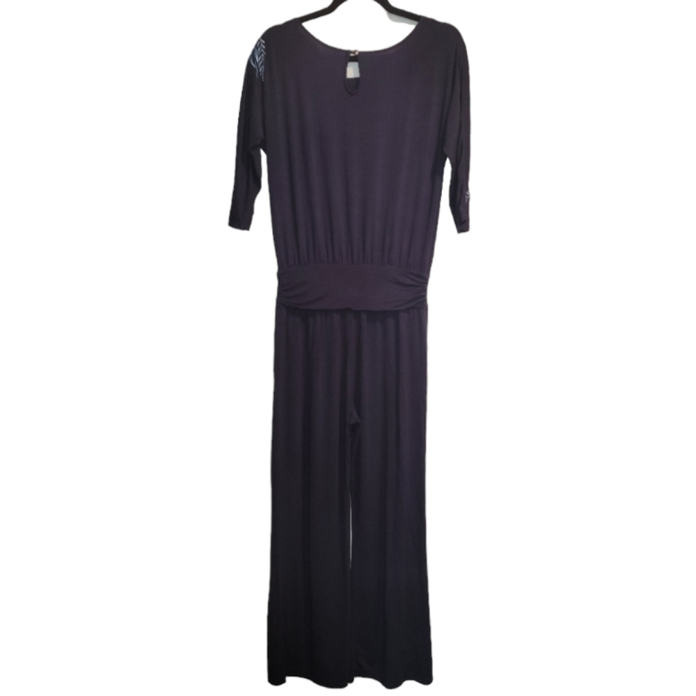 Soft Surroundings Jumpsuit Romper Garbo Extra Small XS Blue Embroidered Modal - Picture 7 of 13